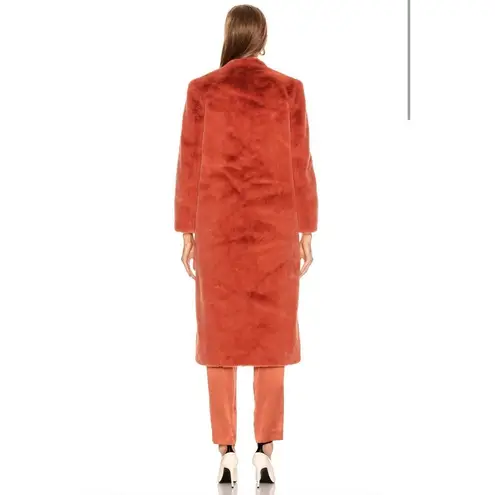 Michelle Mason NWT  Womens Size 0 Faux Fur Coat Red Orange Dune Heavyweight Warm‎