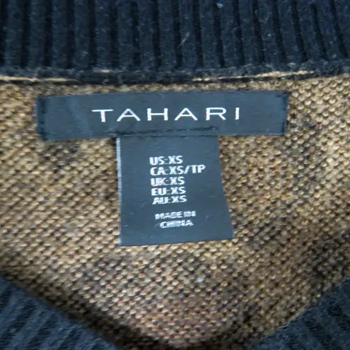 Tahari Leopard Print V-Neck Sweater Animal Print Cheetah Knit Pullover XS