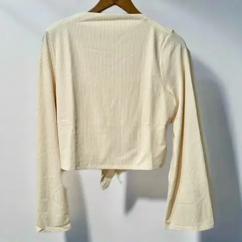 Band of Gypsies New BAND OF THE FREE Avril Cream Mock Neck Top Sz Medium Crop Blouse Long Sleeve