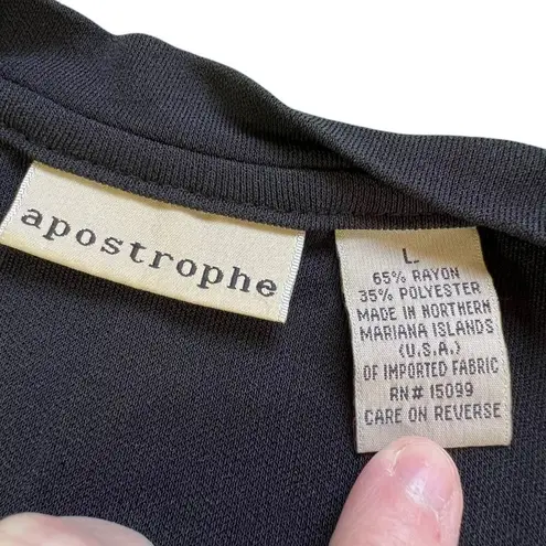 Apostrophe Vintage Womens Blouse Shirt Top Sleeveless Tie Collar Black Large