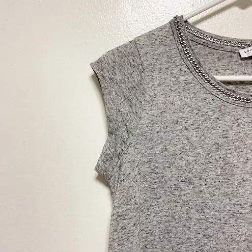 Current Air Gray Crew Neck Short Sleeve Chain Accent Top