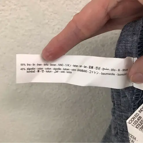 ZARA  chambray linen blend tie front cropped pants S