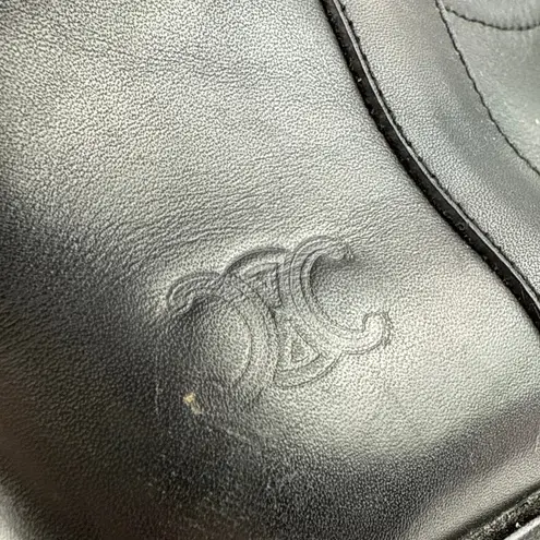 CELINE  Paris Women's Black Leather Block Heele Mid Calf Boots Size 37 US 6.5