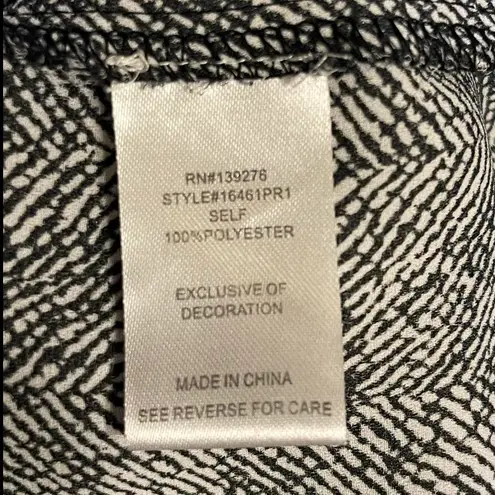 Daniel Rainn Black White Embroidered Boho Tunic Top Tassel Neck Tie Size XL