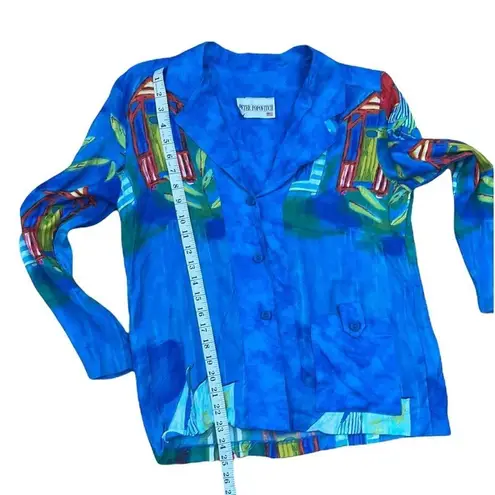 Vintage Peter Popovitch blue lightweight blazer sailboats size Medium/large