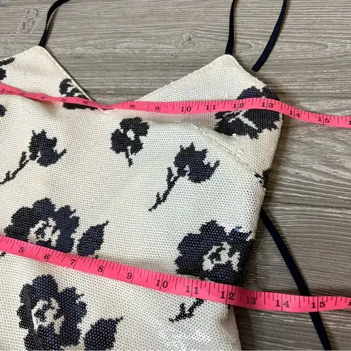 Self Portrait sleeveless floral sequin midi dress blue white sz 0