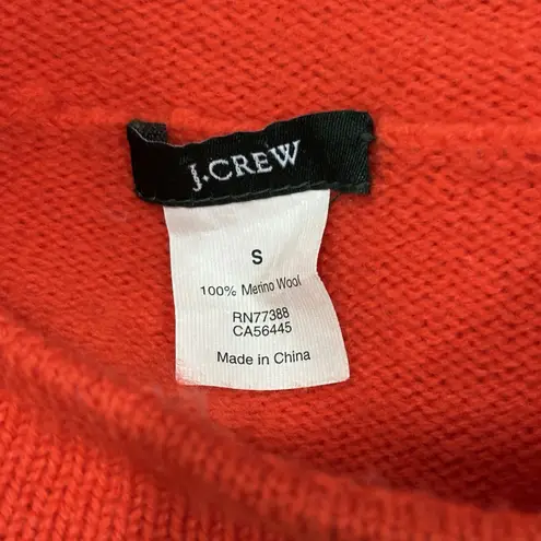 J.Crew Size S Orange Brown Colorblock 100% Merino Wool Rollneck Pullover Sweater