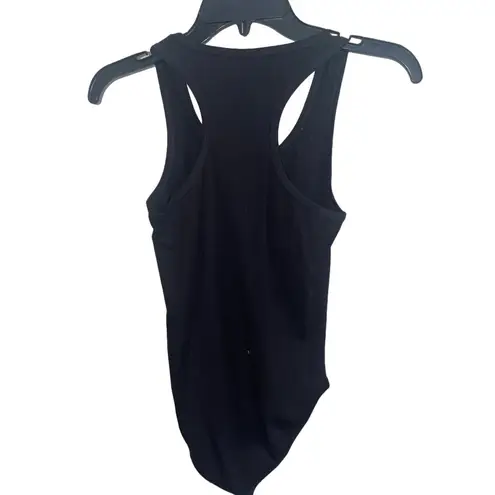 Zenana Outfitters Bodysuit Women Small Black Solid Sleeveless Racerback Tank Edgy Casual