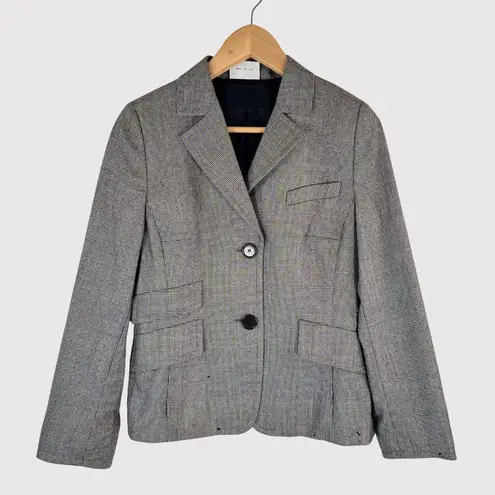 Akris Punto Women Blazer Gray Two Button Plaid Suit Jacket Notched Office Size 6