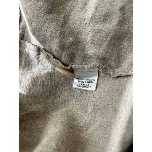 Flax  Long Linen Jacket Duster Natural Beige Women's Small Minimalist Lagenlook - Image 10