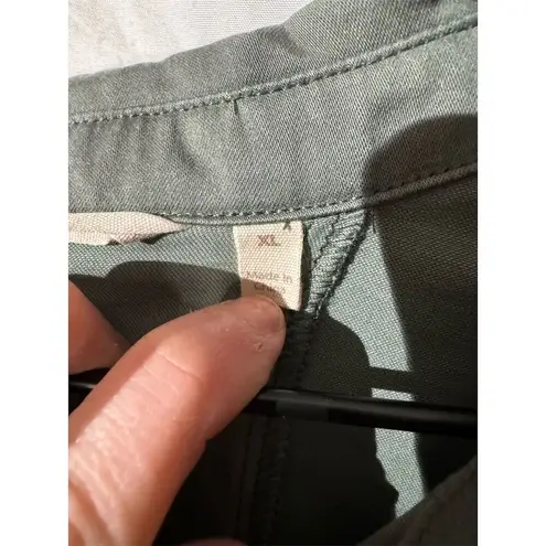 Soft Surroundings Green Tencel Cotton blend Roll Tab Sleeves Button Down Top XL