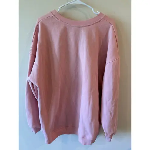 Green Tea Rose All Day Fleece Sweatshirt Oversized Cotton Pink Women's Size XXL
