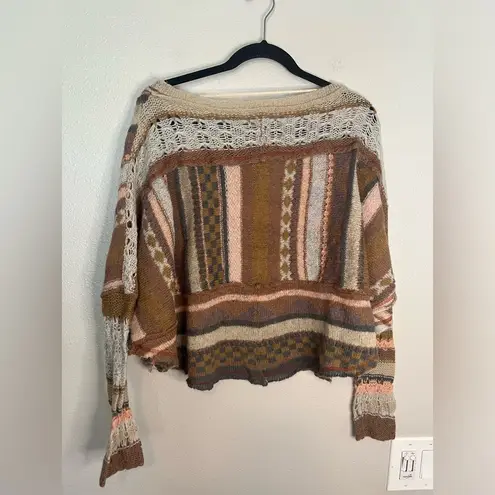 Free People  S December Skies Knit Poncho Matterhorn Boho Hippie Sweater