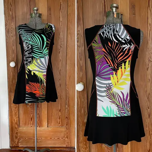 Michael Tyler Tropical Print Fit and Flare Mini Dress