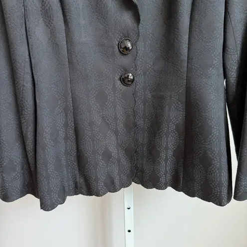 Tahari Black Blazer Jacket Scalloped Trim Luxury Career Office