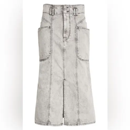 Isabel Marant Étoile Toria Denim Midi Jean Skirt in Washed Gray Size FR 34 NWT