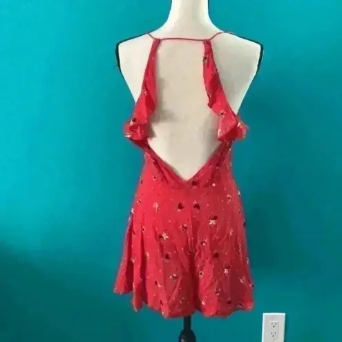 Urban Outfitters ⭐️  Kimchi Blue Red Floral backless Romper in size 10