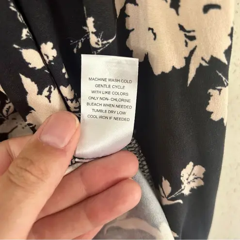 Fortune + Ivy Black White V-Neck Floral Fit N Flare Long Sleeve Mini Dress XL
