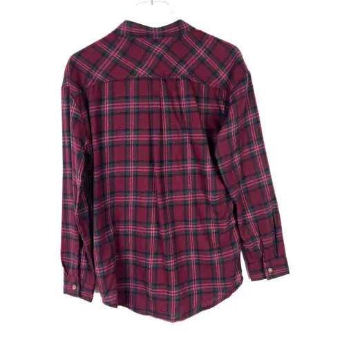 Thread and Supply NWT  Relaxed Plaid Flannel Buttondown Shirt Wine Size XS NEW