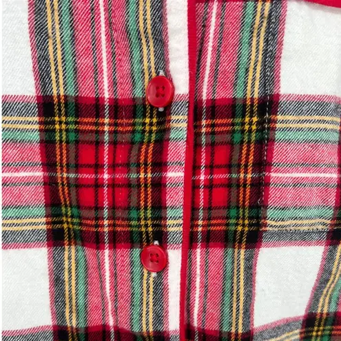 Hanna Andersson Womens Holiday Flannel Nightshirt Plaid Medium Cotton EUC Red
