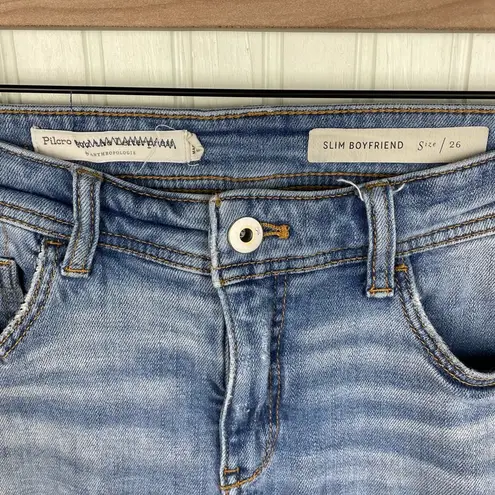 Pilcro and the Letterpress Slim Boyfriend Jeans Distressed Vintage Wash Size 26