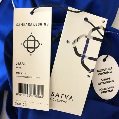 Satva Womens Leggings Full Length Moisture Wicking Shaping Cobalt Blue Size S