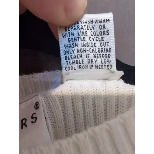 kim rogers Sport Women's Large White Sweater, High Neck Ribbed Sweater, Fall