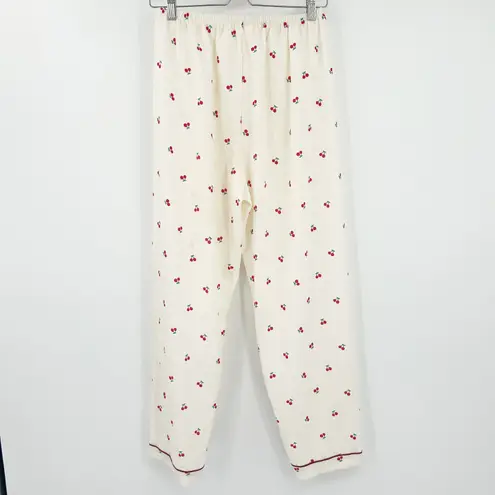 Womens Pajama Pants Lounge Sleep Bottoms Cherry Print Elastic Waist Size L Red Size L