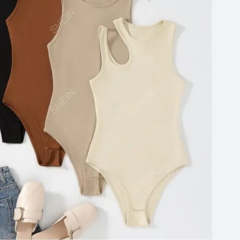 SheIn  Curve Hollow Out Body Suit Beige Size 1X thumbnail 7