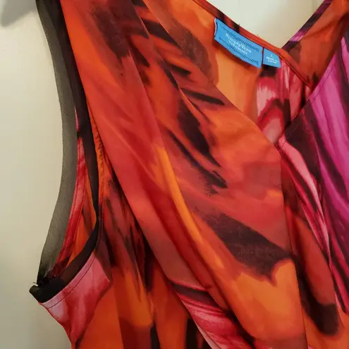 Simply Vera Dress Orange Pink Watercolor Sleeveless L