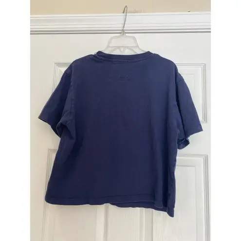 Disney Uniqlo Minnie Mouse Loves Short Sleeve Cropped Graphic Tee Size Small Blue