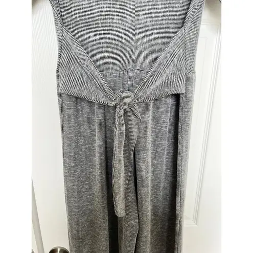 Piper & Scoot Short Sleeve Long Pant Striped Jumpsuit Large Gray
