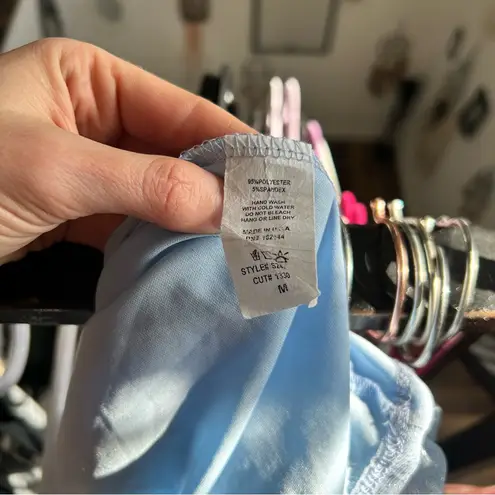 Blue Ruched Mini Skirt Set for Night Out Size M