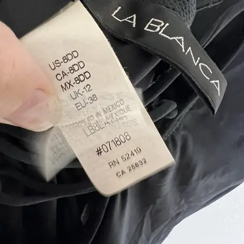 La Blanca Women's Black One Piece Swimsuit Lace Up Front Convertible Straps 8DD