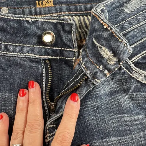 GRACE IN LA Jrs 11 Jeans Low Rise Straight Leg Denim Stretch Grunge Festival