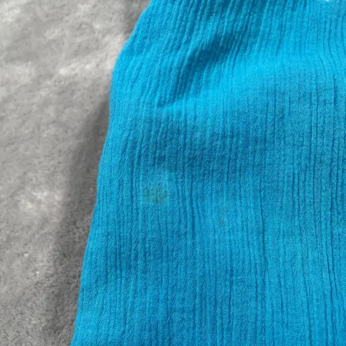 Pink Chicken Dress Womens Medium Blue Boho Hippie Gauzy Embroidered Flowy Tassel