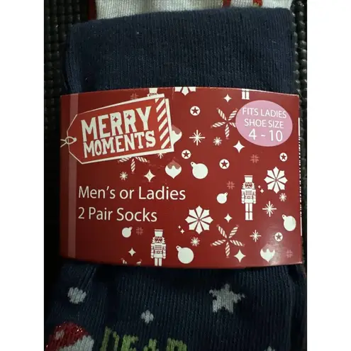 Holiday Novelty Socks Merry Moments Ladies 2 Pair Size 4