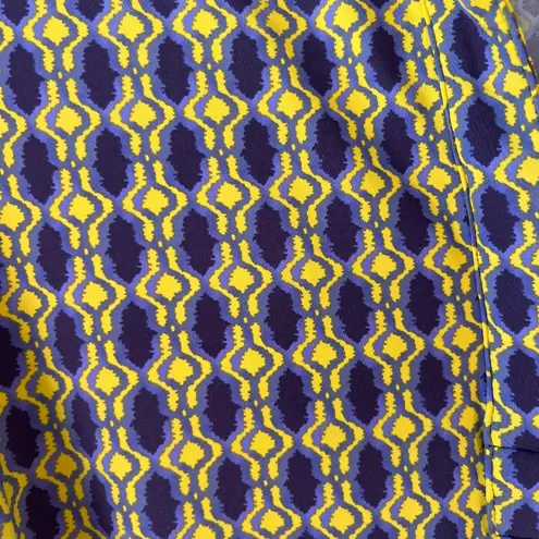 Ellie Kai Sz S Purple Yellow V Neck Midi Dress Geo Print Soft Stretch A Line