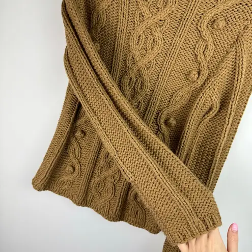 Caslon NWT Chunky Cable Knit Bobble Sweater Sz Small Tan Camel Wool Blend