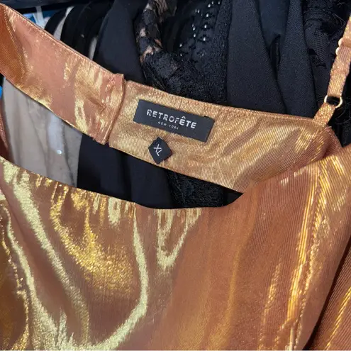 New RetrofĂȘte Vedra Silk Chiffon Metallic Bra in Nude Glitter Gold Size XL