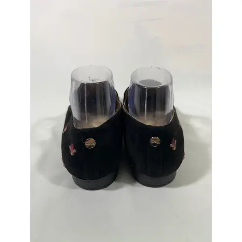 Circus by Sam Edelman Women's Embroidered Suede Loafer Flats Black & Pink Sz 9.5