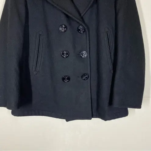 Sterlingwear Anchor Collection Military Navy Wool Blend Peacoat Size 12 SHORT Black