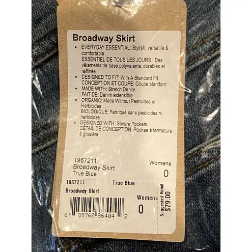 prAna NWT  Broadway Mini Jean Denim Skirt Zipper Patch Pockets 0 Blue #2633