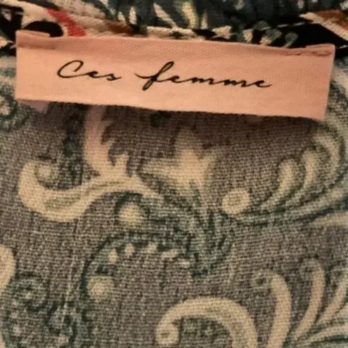 Ces Femme Mixed Print Tassels Tie Cover Up Size Large Green