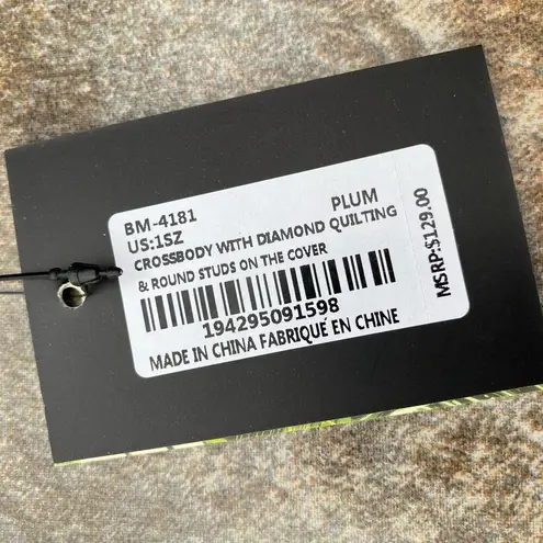 Badgley Mischka Plum Diamond Quilt Convertible Envelope Crossbody Bag $129 NEW