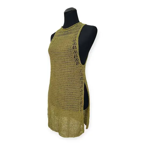 Elizabeth and James | S | Olive Cord Pointelle Knit High Slit Long Sweater Tank