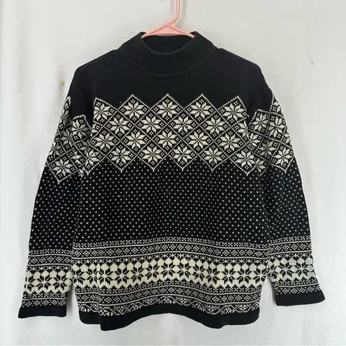 Rafaella  Fair Isle Cowl Sweater Women’s Medium Black