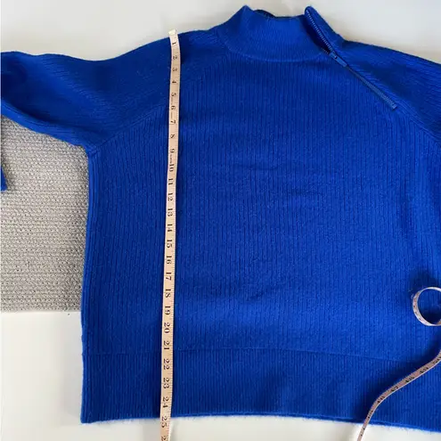 Lou & grey  Cobalt Blue Zippered Mockneck Relaxed Fit Ribbed Sweater Size Medium