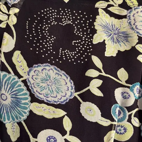 Requirements Floral Midi Skirt Sz 16 Black Swing Lined Cottagecore Boho Stretch - Image 2