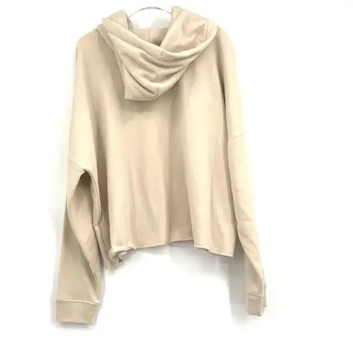 Calvin Klein Jeans Calvin Klein Airbrushed Monogrammed Logo Cropped Raw Hem Hoodie in White Size XL